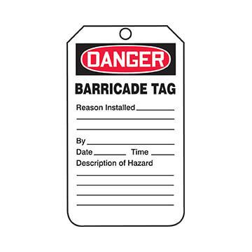 Danger: Barricade Tag - OSHA