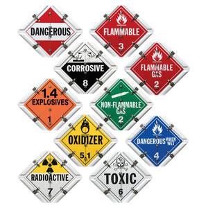 Aluminum Flip Placard - 10 Legend, Worded, White Back Plate, 2 Clipped Corners