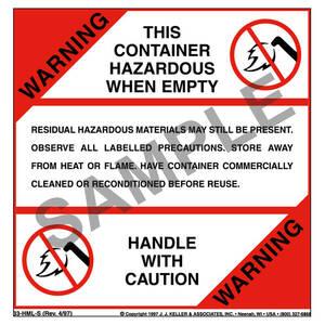 Warning - This Container Hazardous When Empty Package Marking