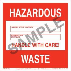 Hazardous Waste 90-Day Accumulation Labels