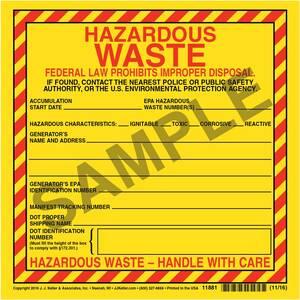 Hazardous Waste Label - Vinyl, Individual Sheet