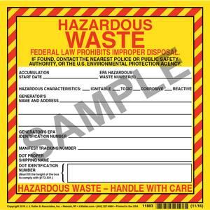 Hazardous Waste Label - Paper, Continuous Format