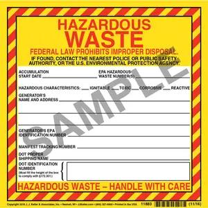 Hazardous Waste Label - Paper, Continuous Format