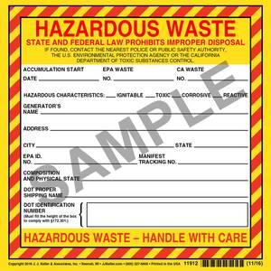 California Hazardous Waste Label - Vinyl, Continuous Format