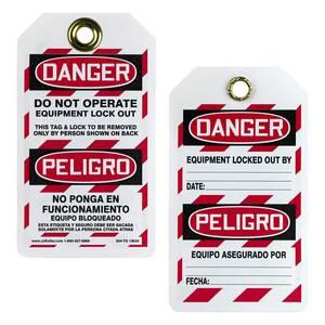Bilingual Lockout/Tagout Tag - Danger Do Not Operate, Equipment Lockout