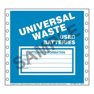 Universal Waste: Used Batteries Labels