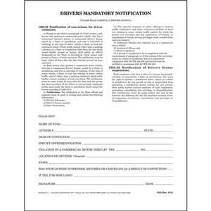 Driver's Mandatory Notification - Padded Format