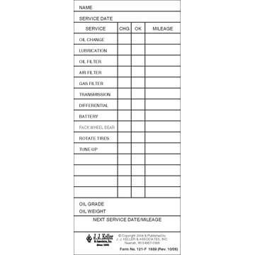 Vehicle Service Label