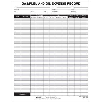 Gas & Oil Expense Record Form