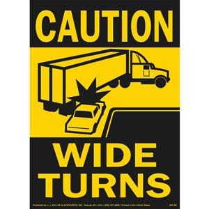 Caution Wide Turns Sign with Icon - Reflective