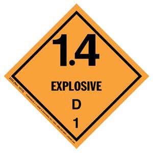 Explosives Label - Class 1, Division 1.4D - Paper