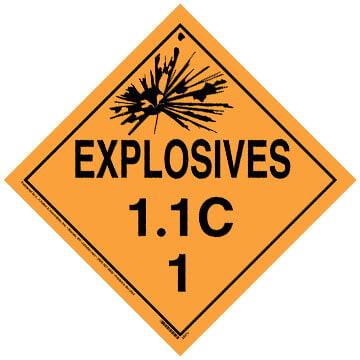 Division 1.1C Explosives Placard - Worded