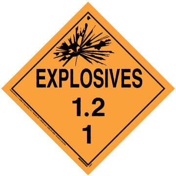 Division 1.2 Explosives Placard - Worded