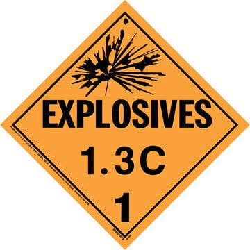 Division 1.3C Explosives Placard - Worded
