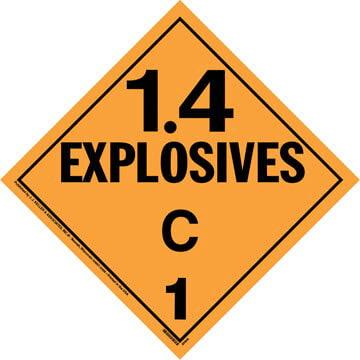 Division 1.4C Explosives Placard - Worded