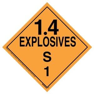 Division 1.4S Explosives Placard - Worded