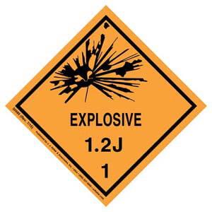 Explosives Label - Class 1, Division 1.2J - Paper
