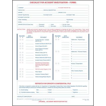Checklist For Accident Investigation Forms
