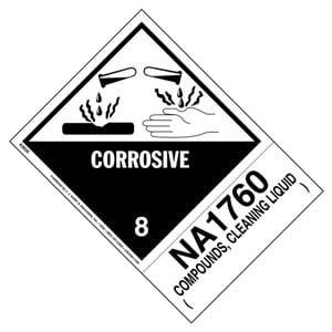 Numbered Panel Proper Shipping Name Labels - Class 8 - Corrosive, NA 1760, Compounds, Cleaning Liquid