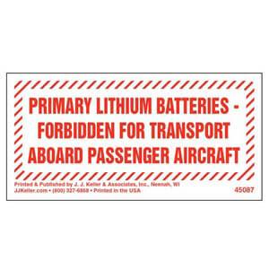 Primary Lithium Batteries Forbidden Marking