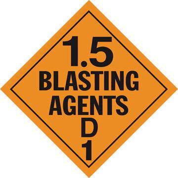Division 1.5D Explosives Placard - Worded