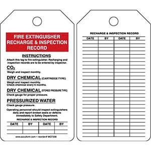 Fire Extinguisher Recharge & Inspection Record - Safety Tag