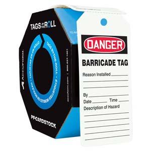 Danger: Barricade Tag - OSHA Safety Tag: Tags By-The-Roll