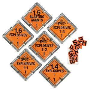 Aluminum Flip Placard - 6 Legend, Worded, Explosives