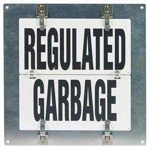 Flip-File Sign, Regulated Garbage, Small, 1-Legend