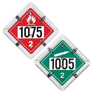 Aluminum Flip Placard - 2 Legend, Numbered, UN 1005, 1075
