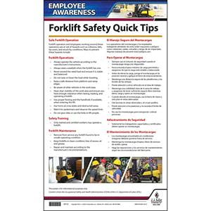 Forklift Safety Employee Awareness Quick Tips Poster