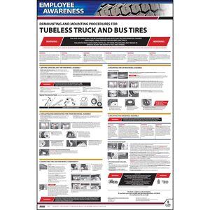 Employee Awareness Poster Demounting and Mounting Procedures for Tubeless Truck Bus Tires OSHA 3401