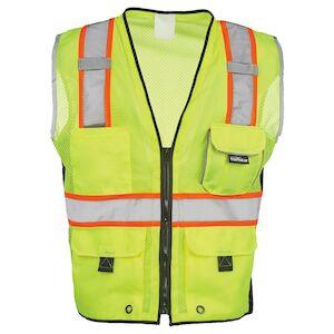 J. J. Keller® SAFEGEAR® Hi-Vis Type R Class 2 Heavy Duty Safety Vest – Zipper Closure with Vertical Reflective Tape