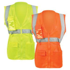 J. J. Keller® SAFEGEAR® Women’s Fit Hi-Vis Type R Class 2 Safety Vest – Zipper Closure with Vertical Reflective Tape