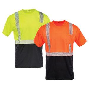 J. J. Keller® SAFEGEAR® Hi-Vis T-shirt with Black Bottom and Pocket, Type R Class 2