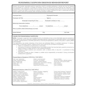 New Jersey Reasonable Suspicion Observation Form