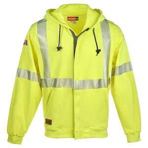 J. J. Keller® SAFEGEAR® Flame Resistant Hi Vis Full-Zip Sweatshirt, Type R Class 3, CAT 2