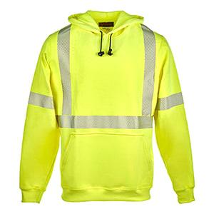 J. J. Keller® SAFEGEAR® Flame Resistant Hi Vis Pullover Hooded Sweatshirt, Type R Class 3, CAT 2