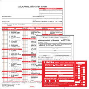 Annual Vehicle Inspection Report with Interior Vinyl Label, and Aluminum Exterior Label Combo Pack