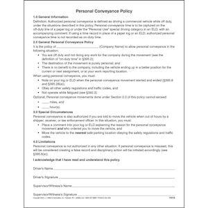 Personal Conveyance Policy Notification Form
