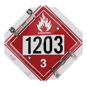 Super Flip Placard with Dual-Clip & Anti-Vibration - 5 Legend, Class 3, Worded/Numbered, White Back Plate