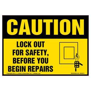 Caution: Lock Out For Safety, Before You Begin Repairs - OSHA Label