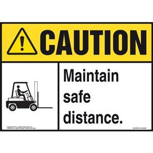 Caution: Maintain Safe Distance Sign - ANSI, Forklift Icon