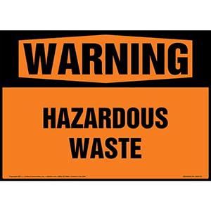 Warning: Hazardous Waste Sign - ANSI 1998